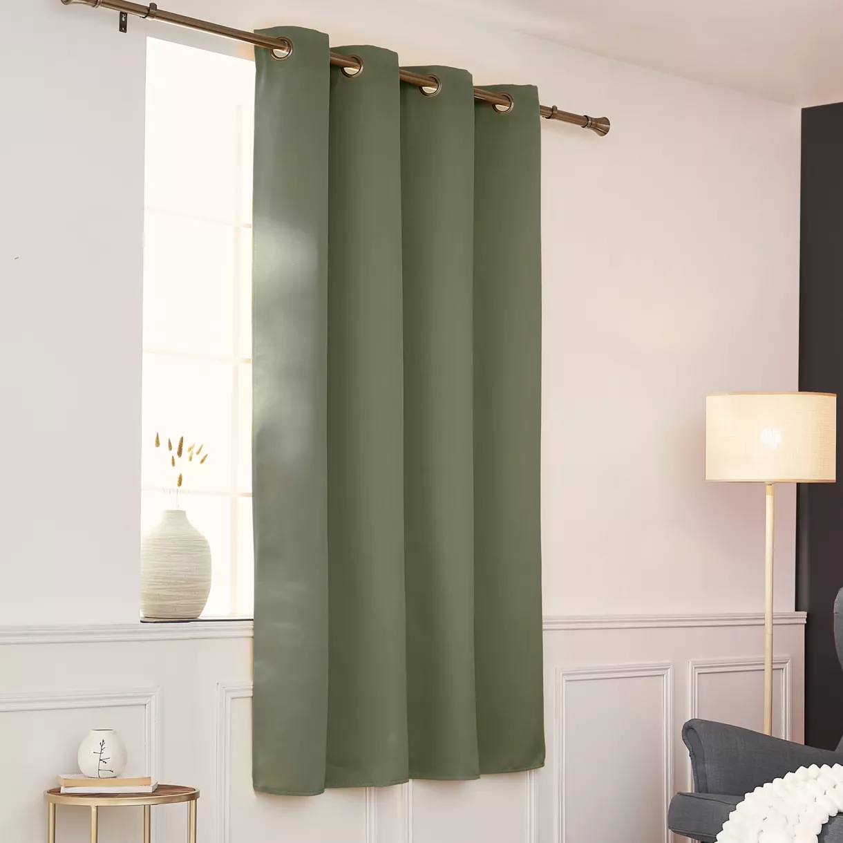 Cortina oscurecedora térmica (140 x 180 cm) Calore Verde caqui