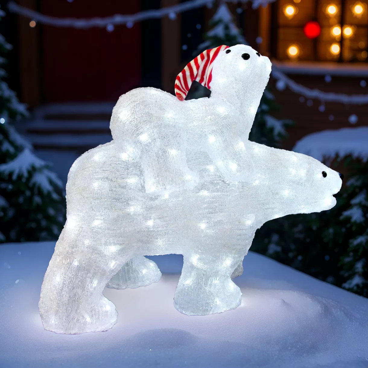 Oso luminoso y su osezno Blanco frío 112 LED 1