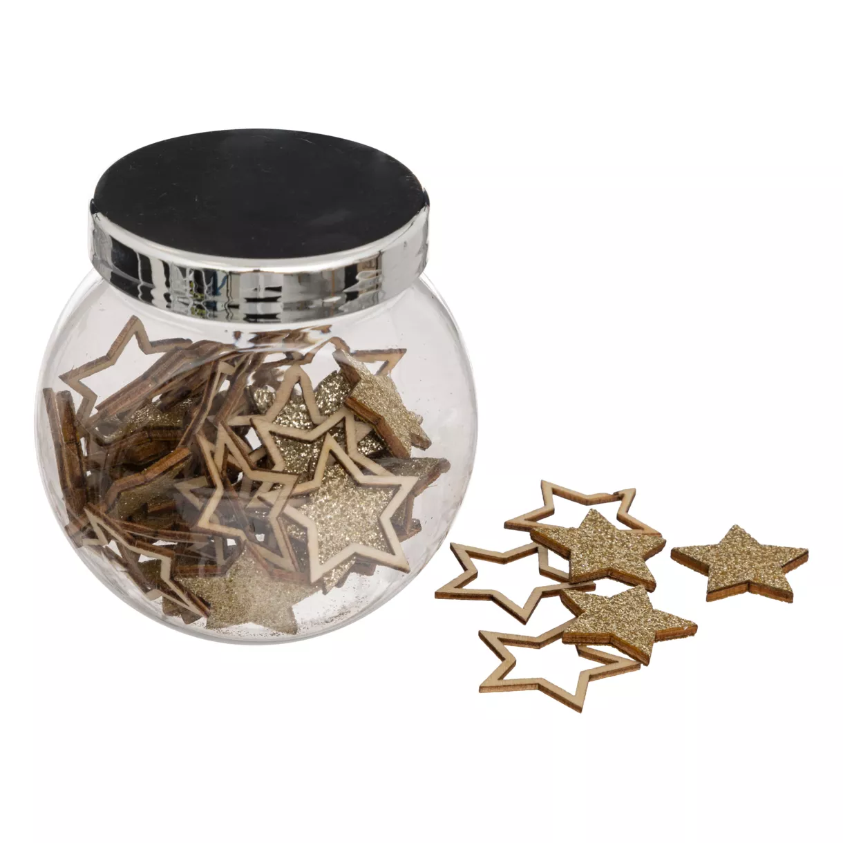 Versieringen om te strooien (20 gr) Kleine houten sterretjes