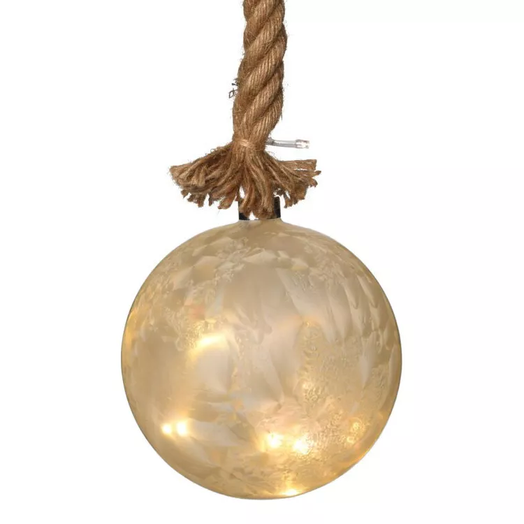 Suspension lumineuse à piles 19 LED (D12 cm) Boule glacée Blanc chaud