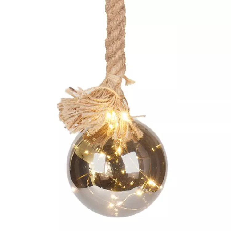 Suspensión luminosa con pilas de vidrio helado Blanco cálido 19 LED