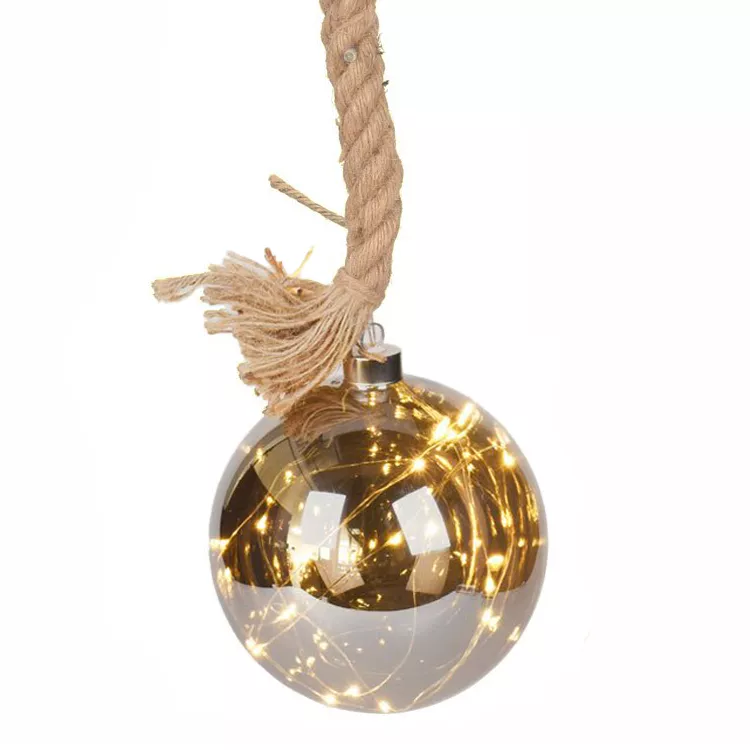 Suspension lumineuse à piles 24 LED (D15 cm) Boule ambrée Blanc chaud