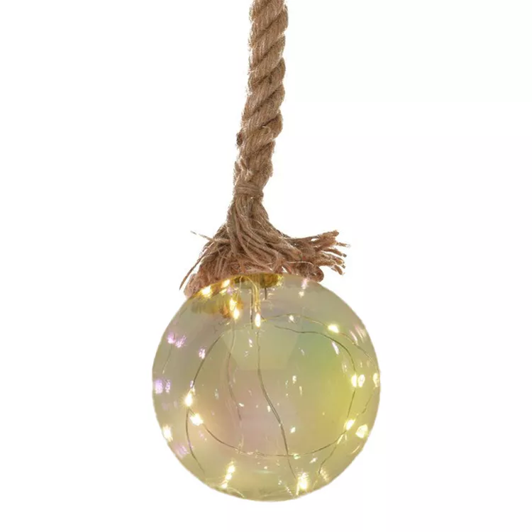 Suspension lumineuse à piles 19 LED (D12 cm) Boule brillante Blanc chaud
