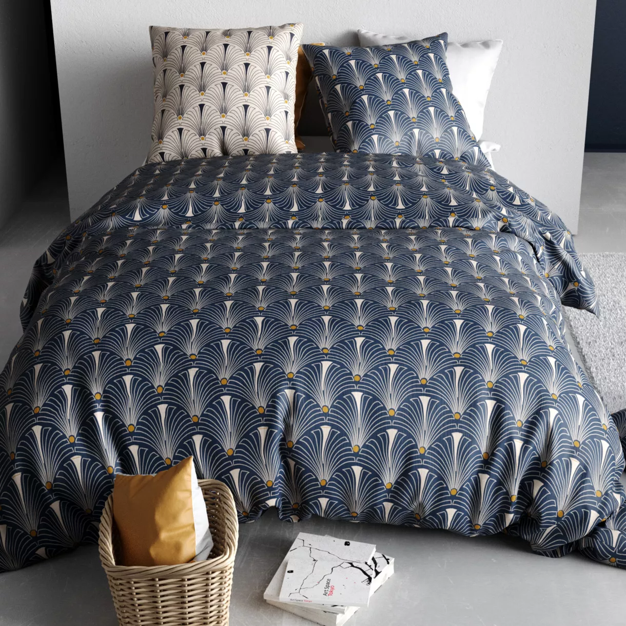 Funda Nórdica y una funda de almohada en algodón (140 cm) Pam Azul