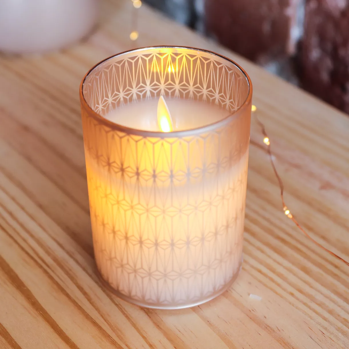 Candelero  con vela Strim Rosa 1