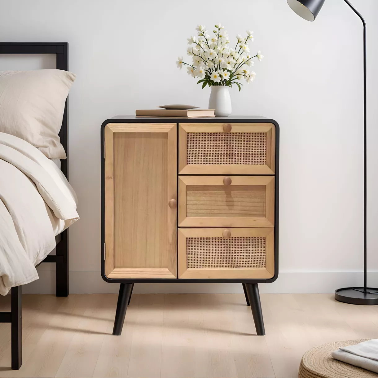 Meuble 3 tiroirs+1 porte Osaka H 60 cm