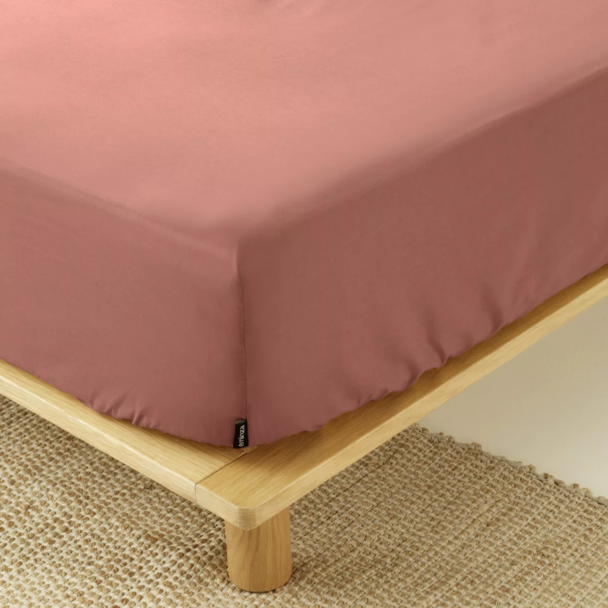 Drap housse percale de coton (140 x 200 cm) Cali Bois de rose