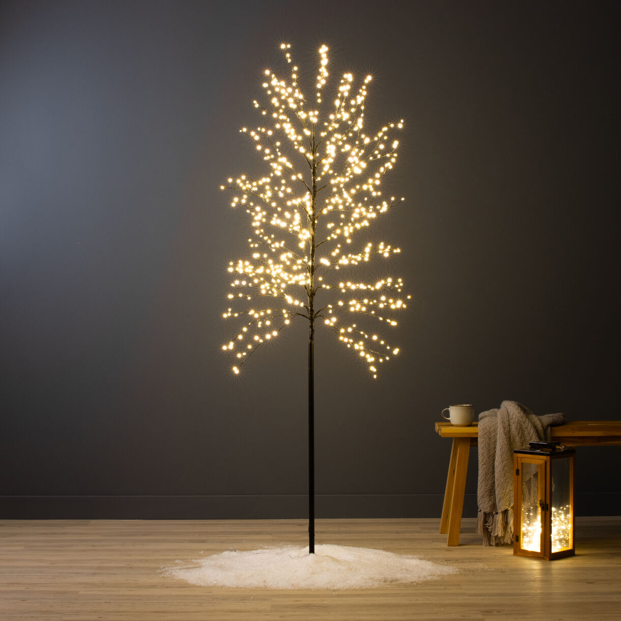 Lichterbaum 720 LED (H180 cm) Holly Platane Schwarz/Warmweiß