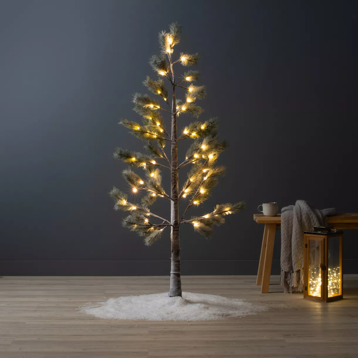 Lichtgevende boom 72 LED (H150 cm) Alpen Kerstboom groen besneeuwd/warm wit