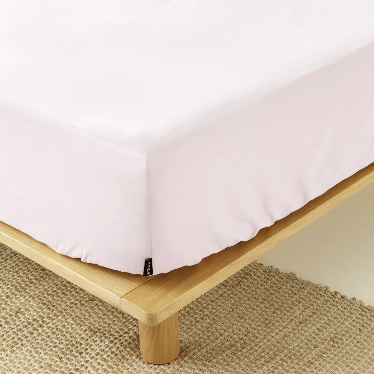 Sábana bajera en percal de algodón (200 cm) Cali Rosa pálido