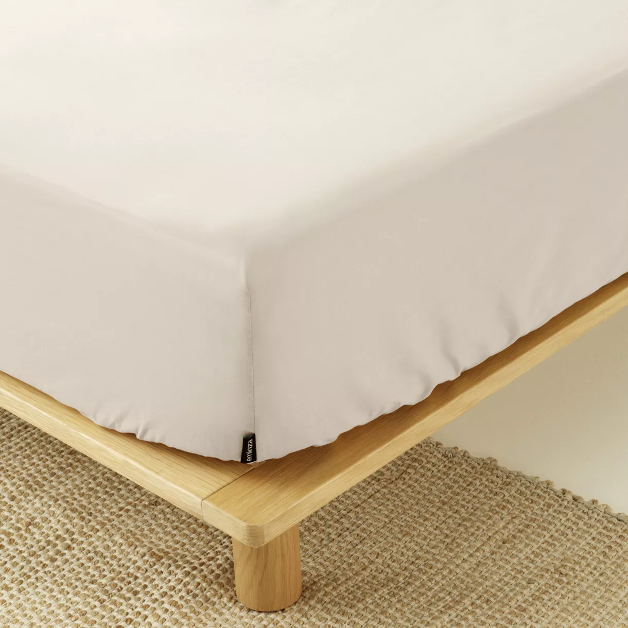 Sábana bajera en percal de algodón (140 cm) Cali Beige lino