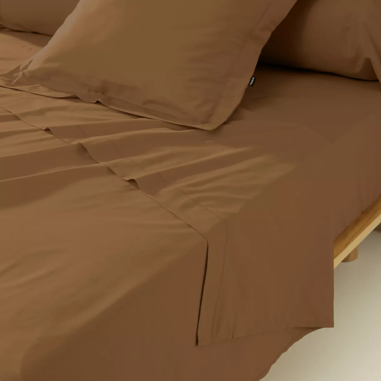 Drap plat percale de coton (180 x 290 cm) Cali Cappuccino