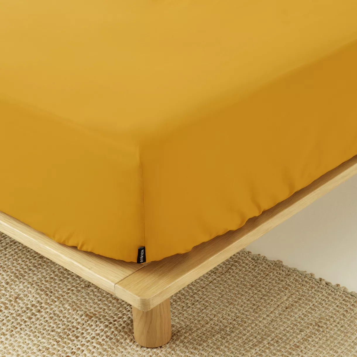 Hoeslaken percal katoen (90 x 200 cm) Cali Mosterdgeel