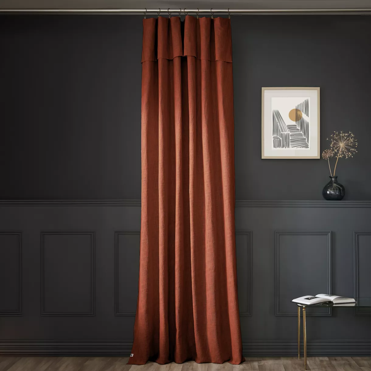 Cortina de algodón ajustable (140 x max 270 cm) Sixtine Terracota