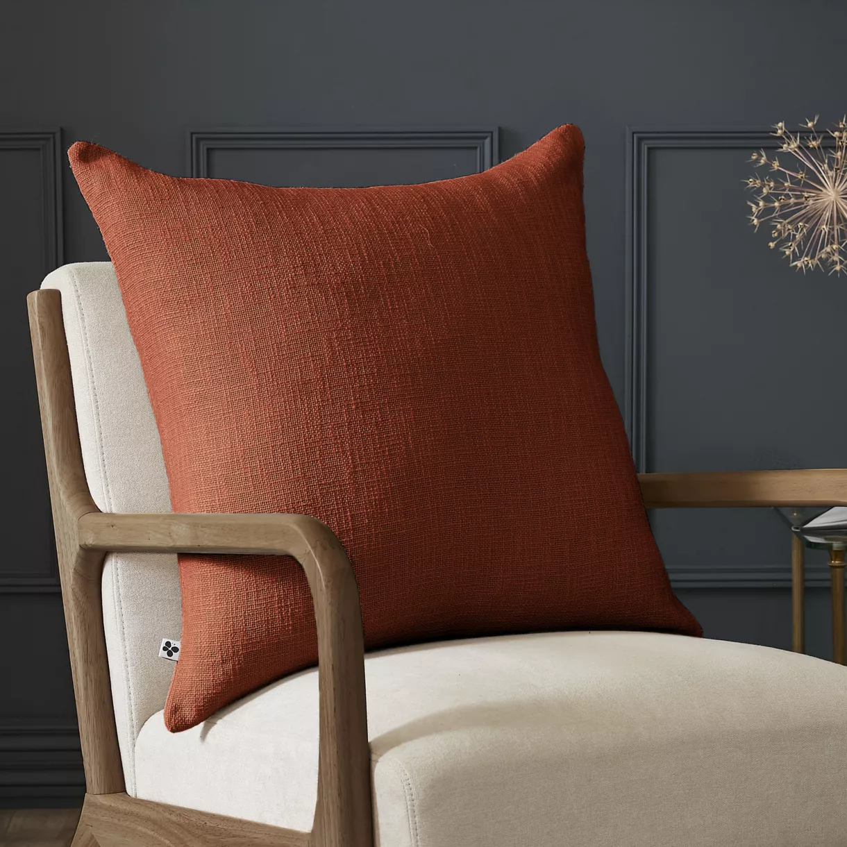 Coussin dŽhoussable 60 x 60 cm Slub SIXTINE Terracotta