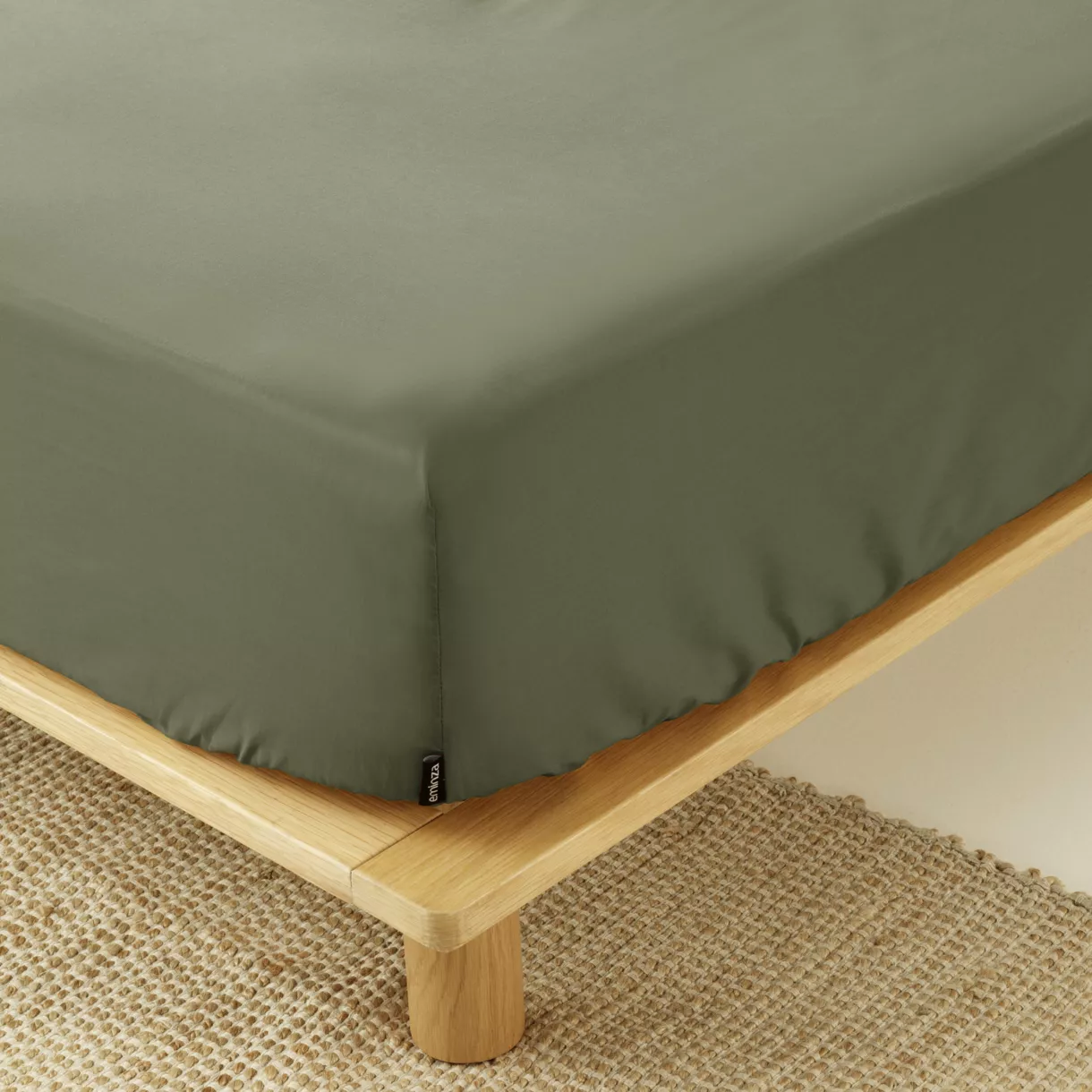 Drap housse percale de coton (140 x 200 cm) Cali Vert romarin