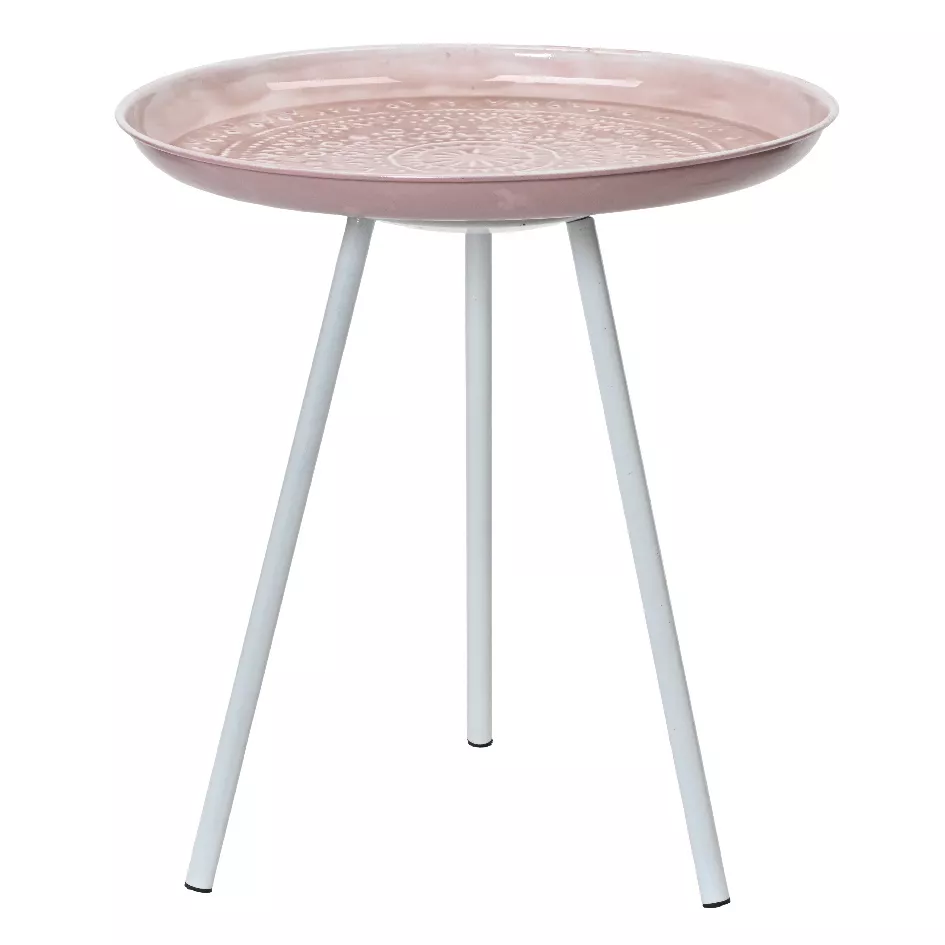 1 Table appoint fer dia40-H43cm rose pale