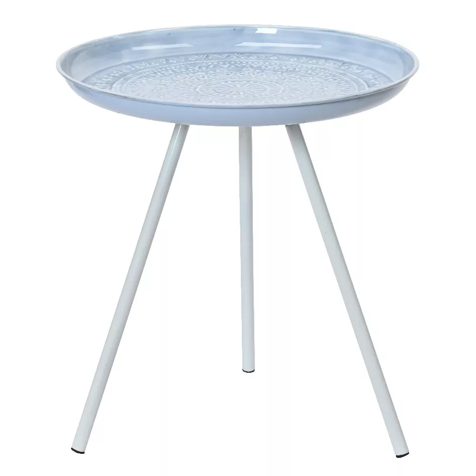 Beistelltisch rund (H43 cm) Tablett emailliert Blau