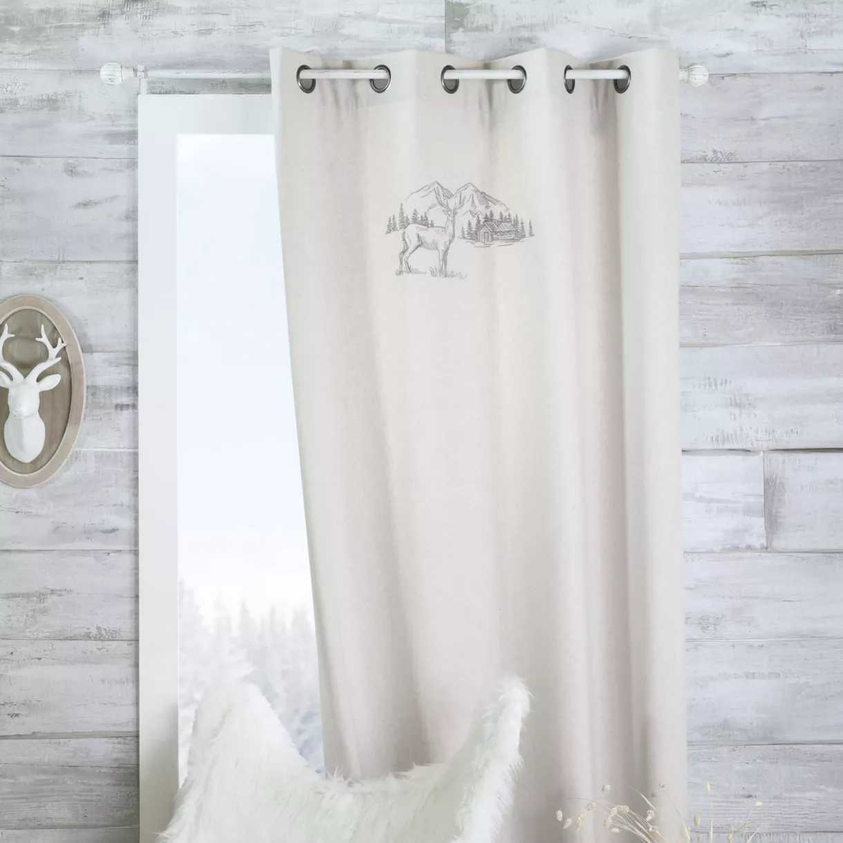 Rideau effet laine (135 x 260 cm) Planay Ecru
