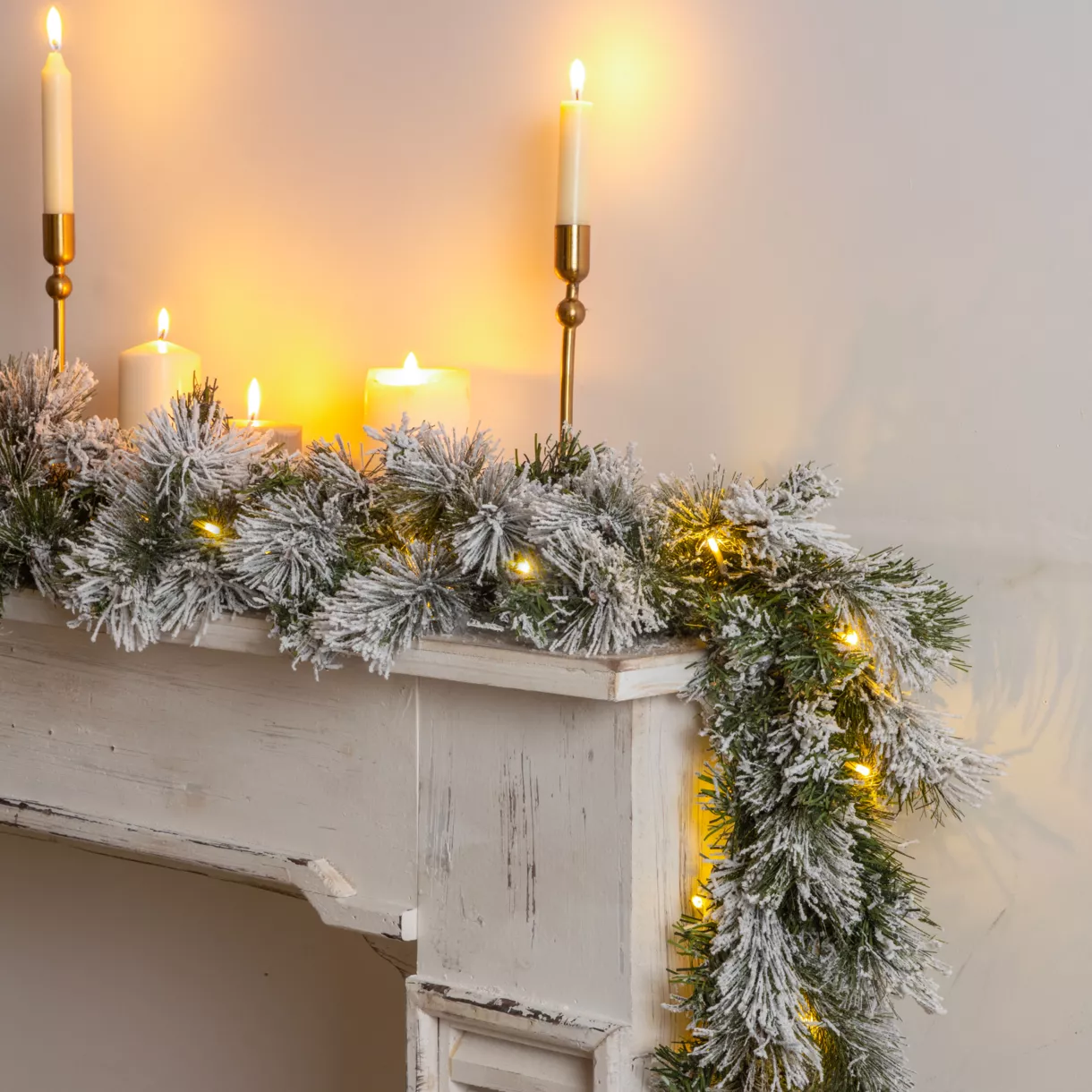 Guirlande de sapin lumieuse (300 cm - D25) Edmonton Vert enneigé et blanc chaud