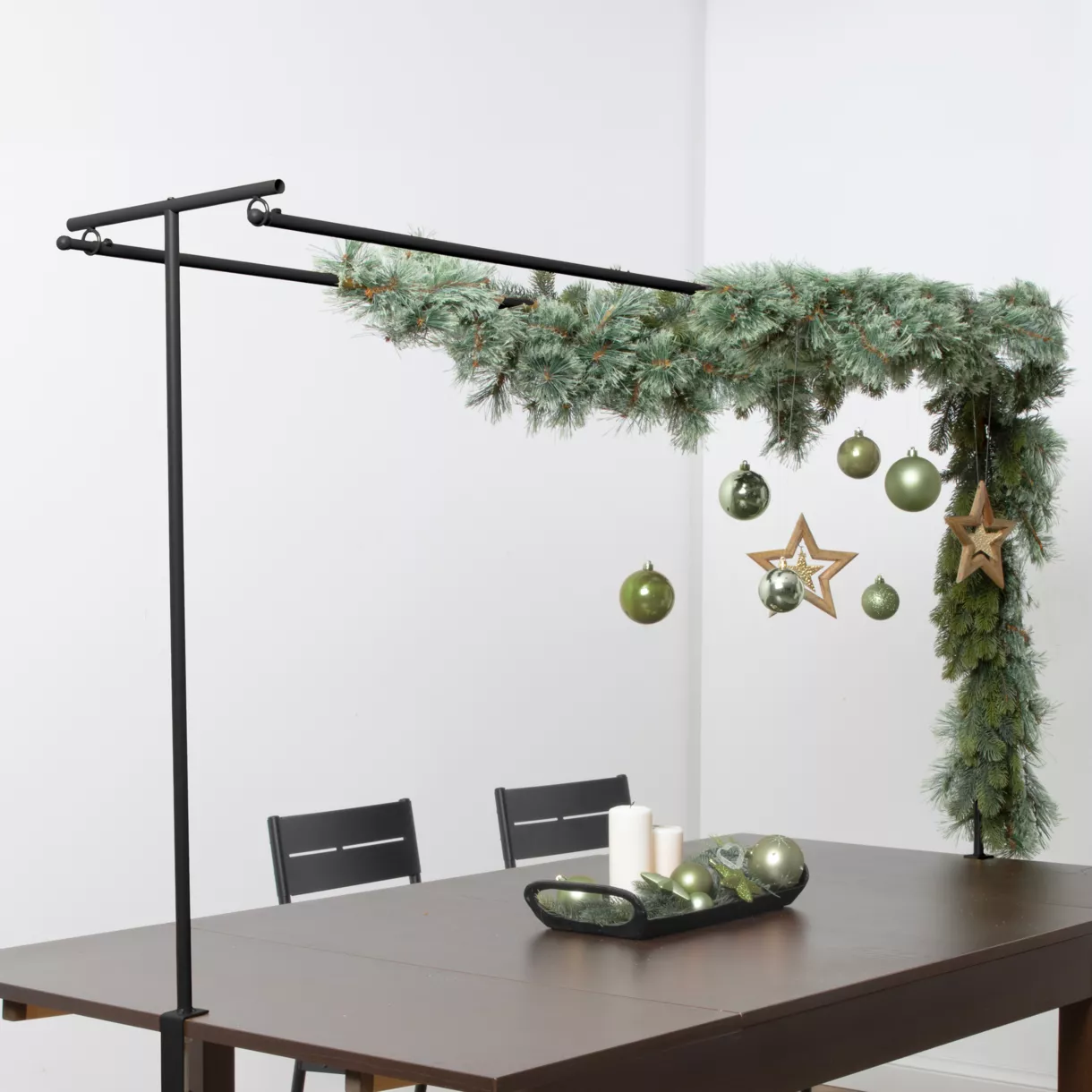 Barre de table réglable double (L142 à 240 cm) pour Décoration Noir
