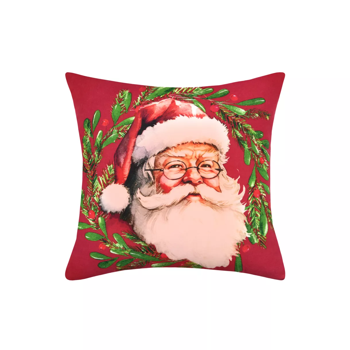 Kerstvierkante katoenen kussen (40 x 40 cm) Kerstman Harold Rood