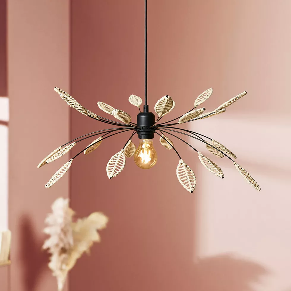 Lámpara de techo en metal y pétalos (D60 cm) Ellisse Natural