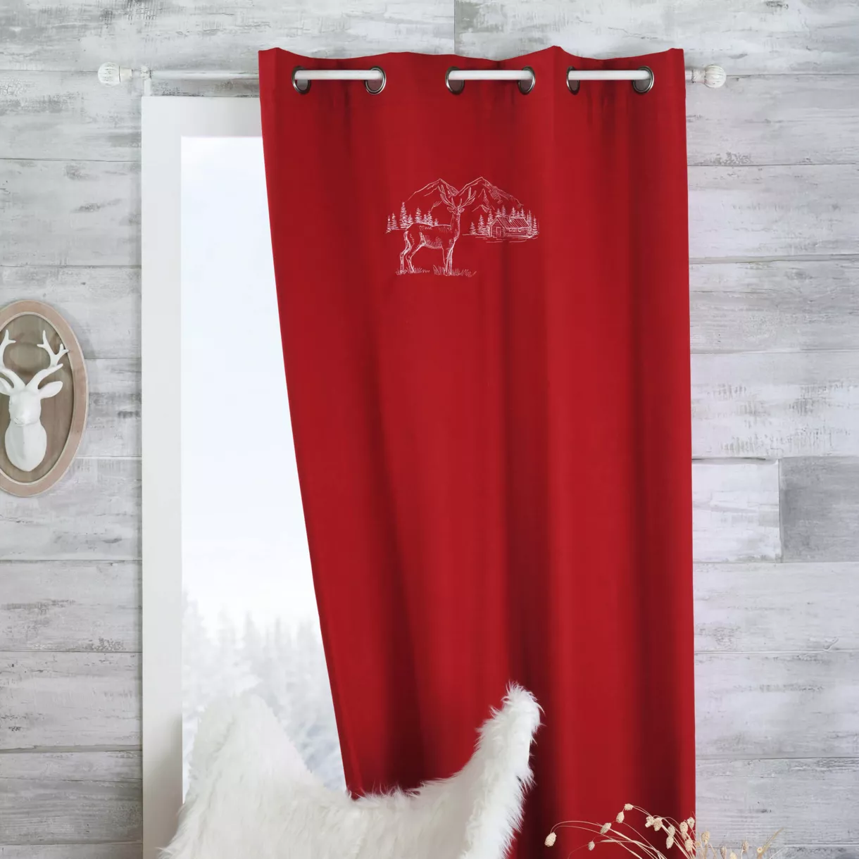 Gordijneffect wol (135 x 260 cm) Planay Rood