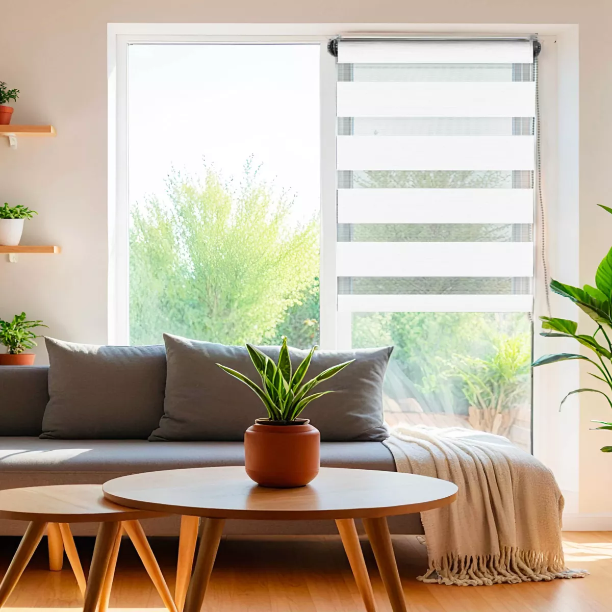 Doppelrollo Tag & Nacht (90 x H180 cm) Weiß 1