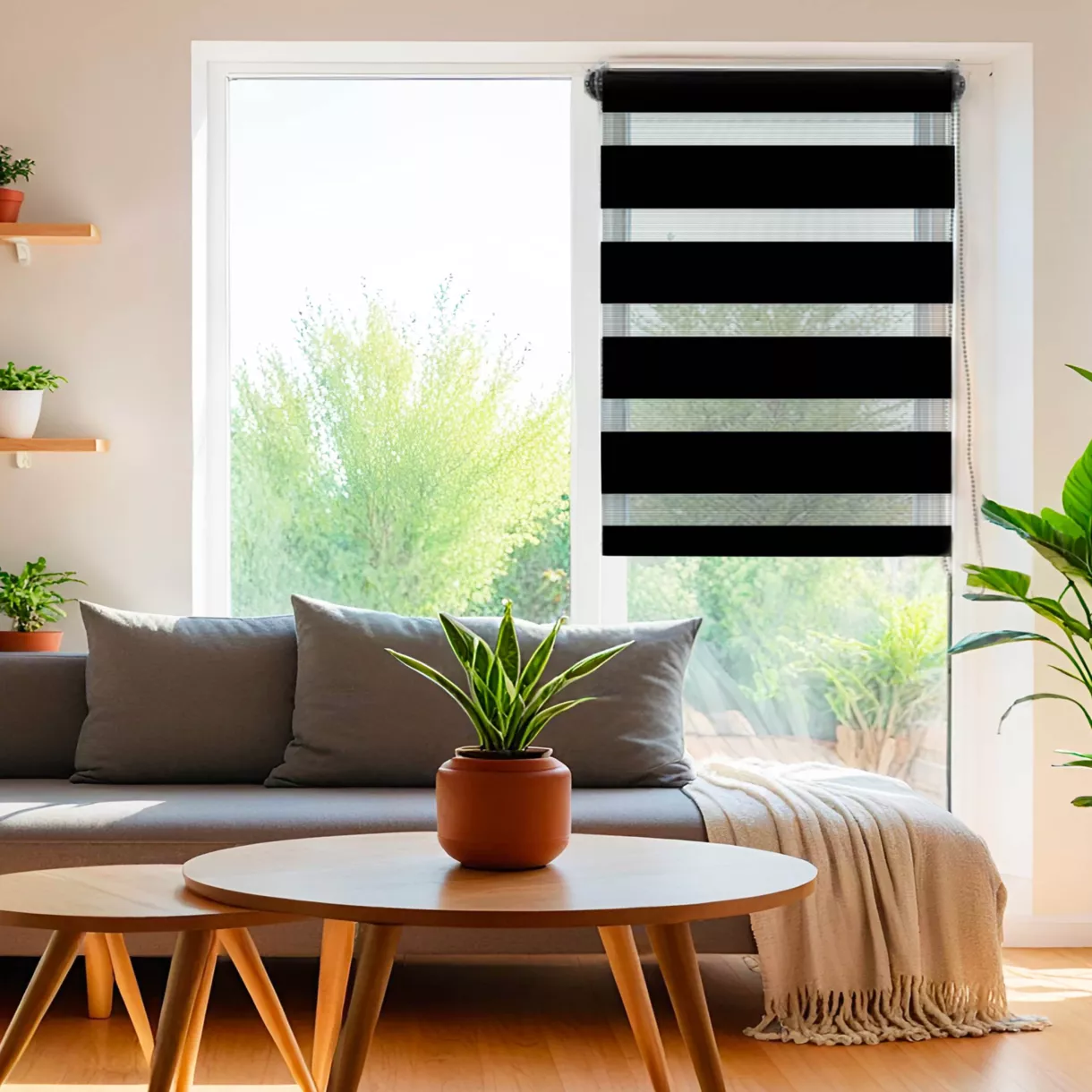 Rolgordijn (45 x 180 cm) Dag / Nacht Zwart 1