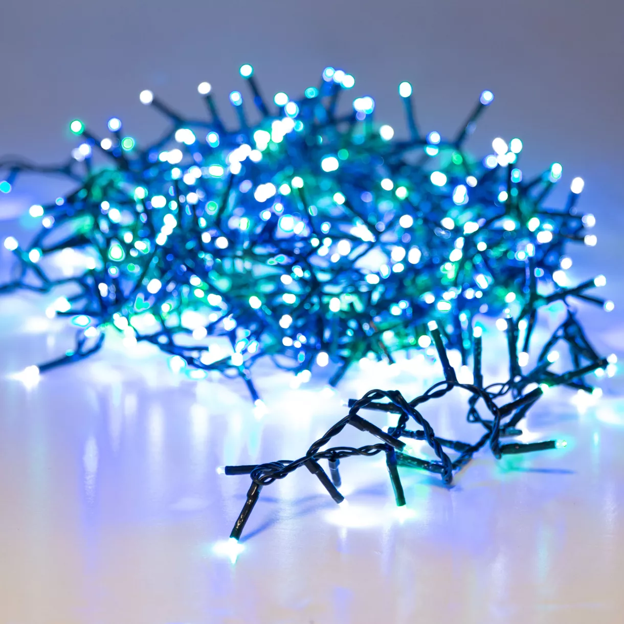 Guirlande lumineuse 22,5 m 1000 LED câble vert Luxe Tricolore Vert/Bleu/Blanc