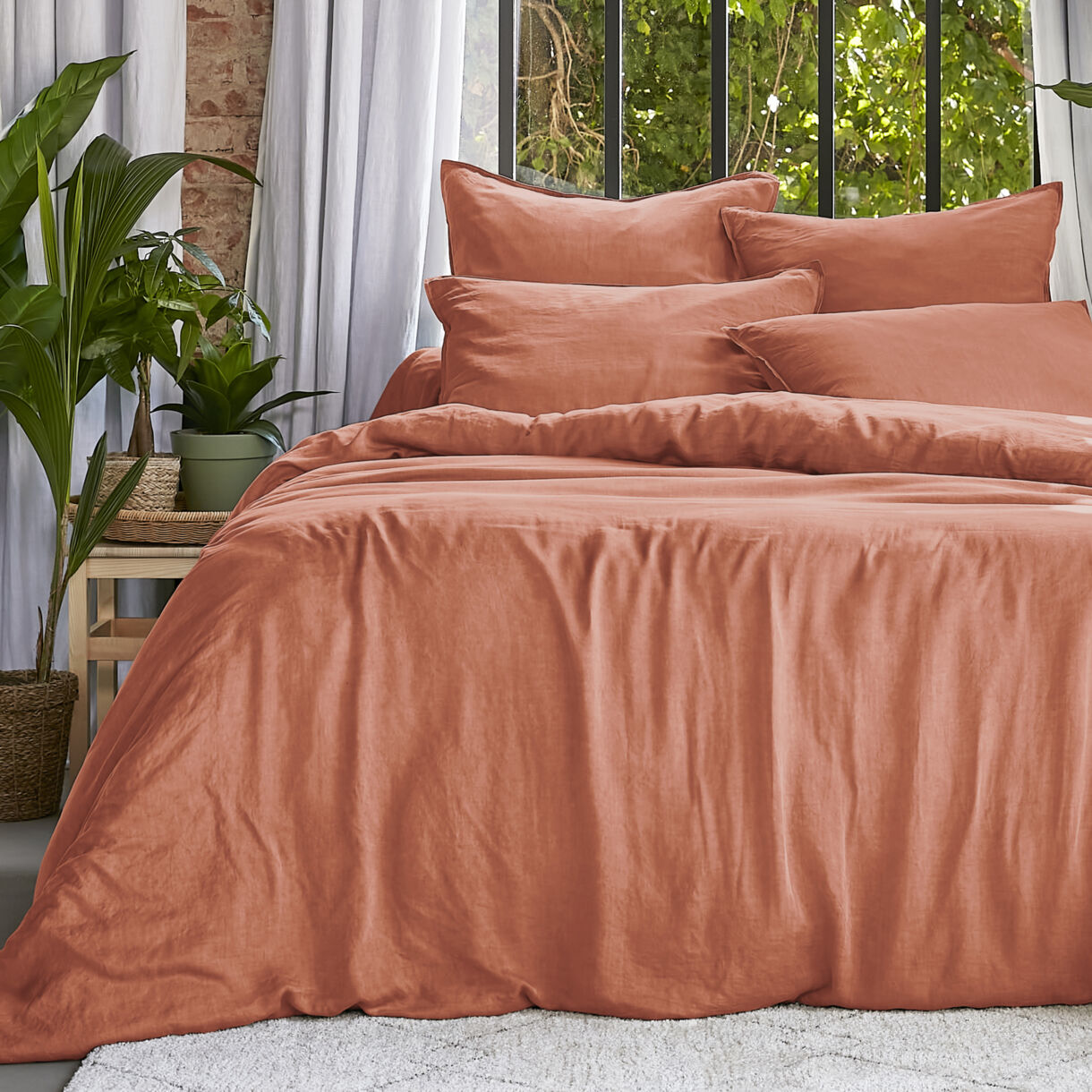 Dekbedovertrek gewassen TENCEL™ Lyocell (260 x 240 cm) Olivia Terracotta