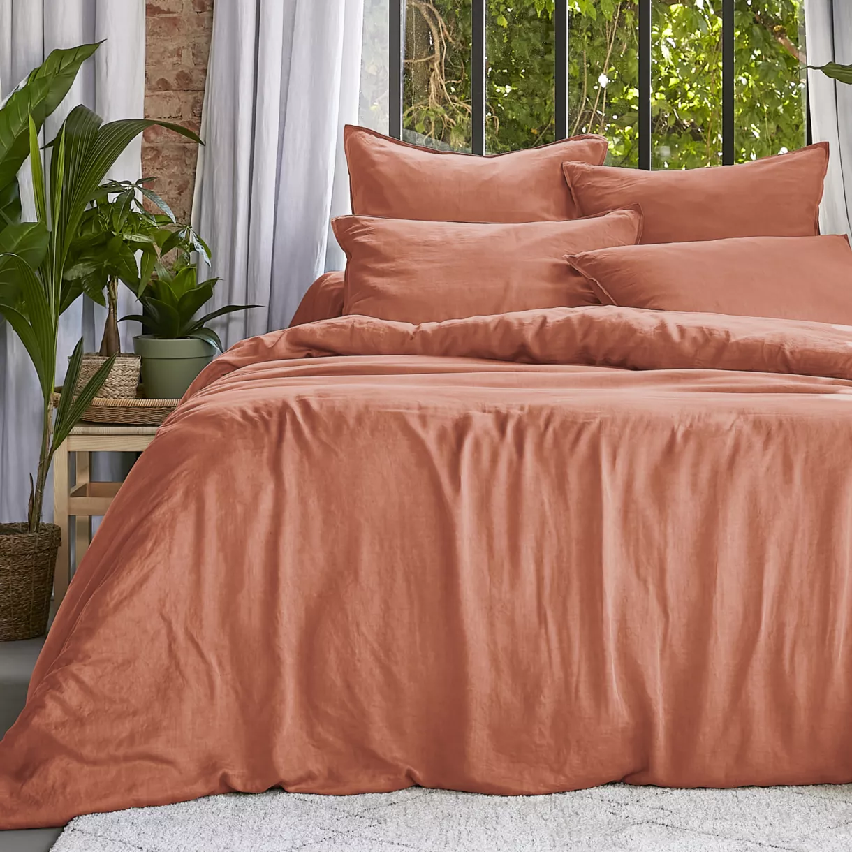 Bettbezug aus gewaschenem TENCEL™ Lyocell (280 x 240 cm) Olivia Terrakotta