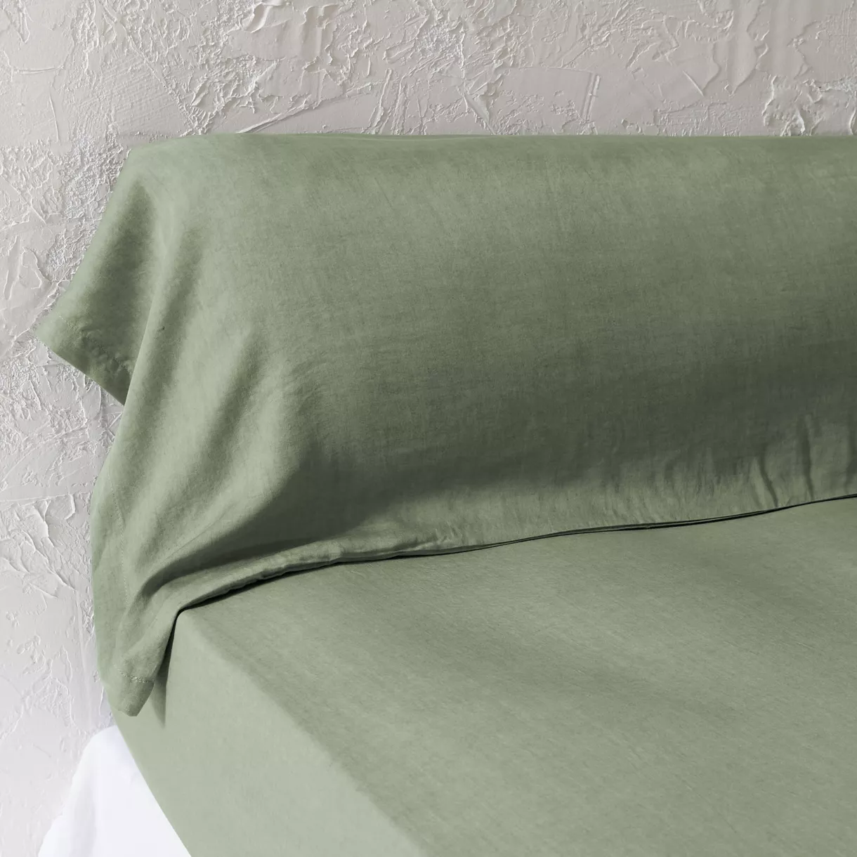 Taie de traversin lyocell Tencel™ lavé (27 x 185 cm) Olivia Vert romarin