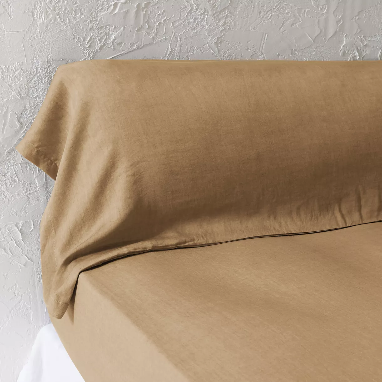 Funda de cojín travesaño francés lyocell Tencel™ lavado (27 x 185 cm) Olivia Camel