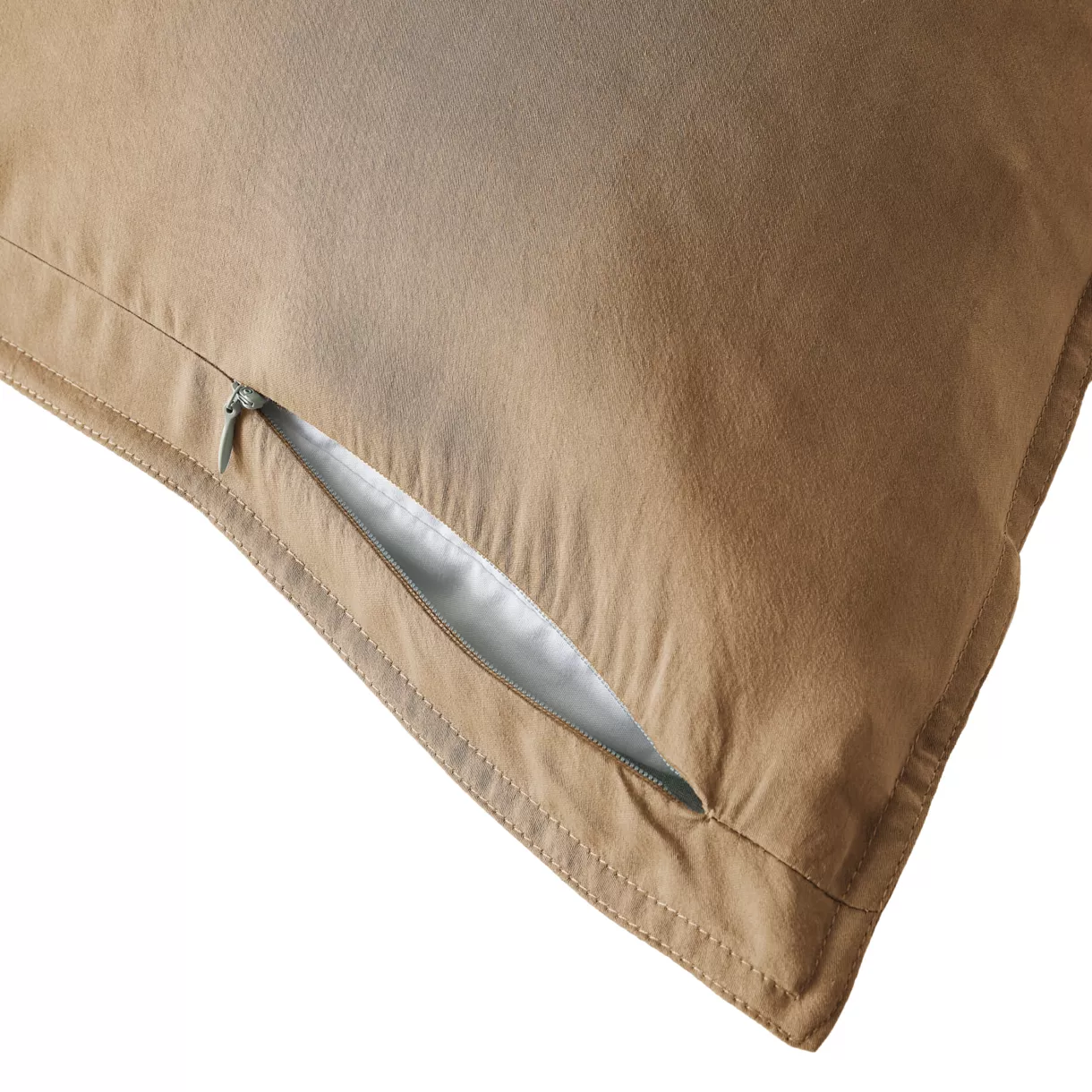Funda de almohada cuadrada lyocell Tencel™ lavado (80 x 80 cm) Olivia Camel