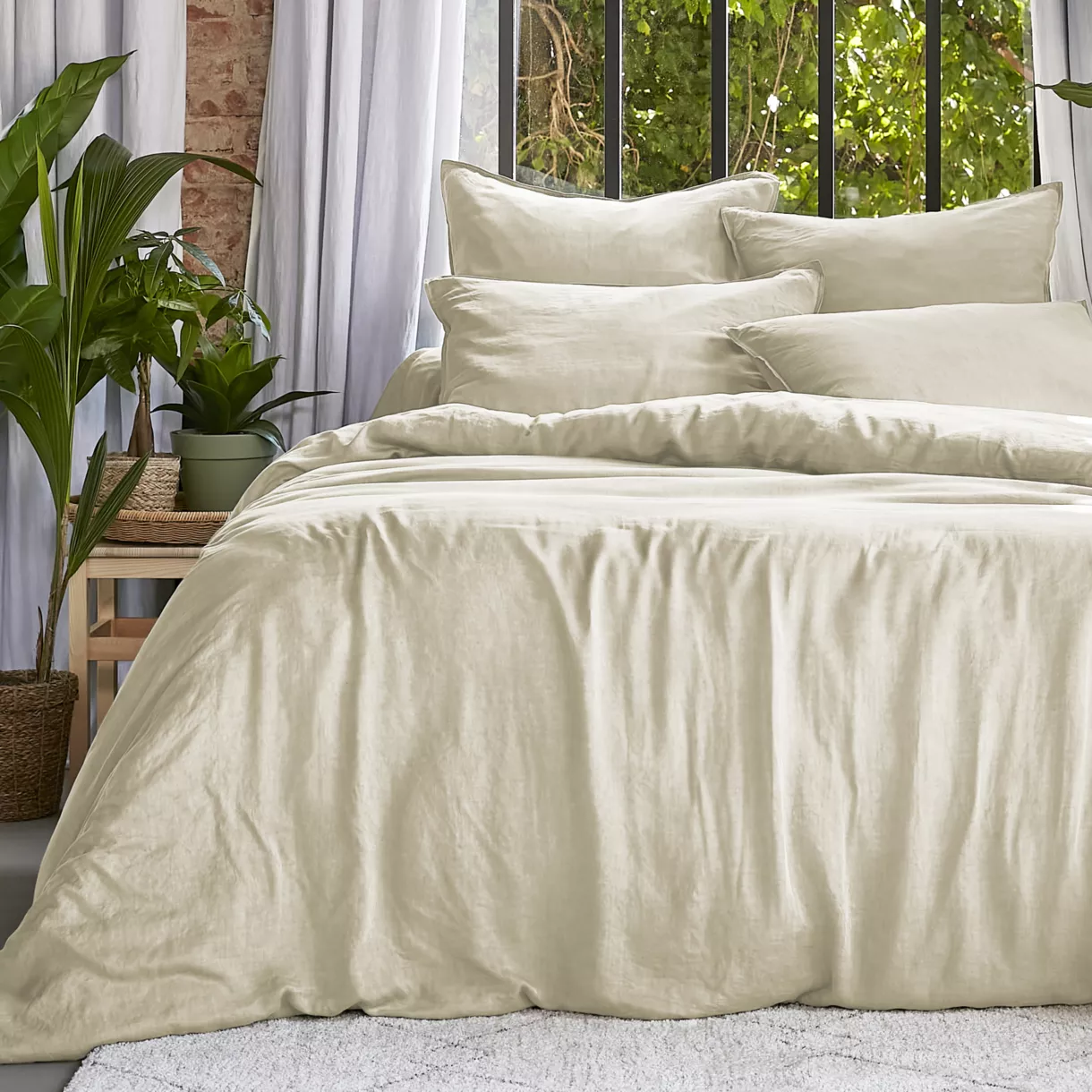 Bettbezug aus gewaschenem TENCEL™ Lyocell (200 x 200 cm) Olivia Beige pampa