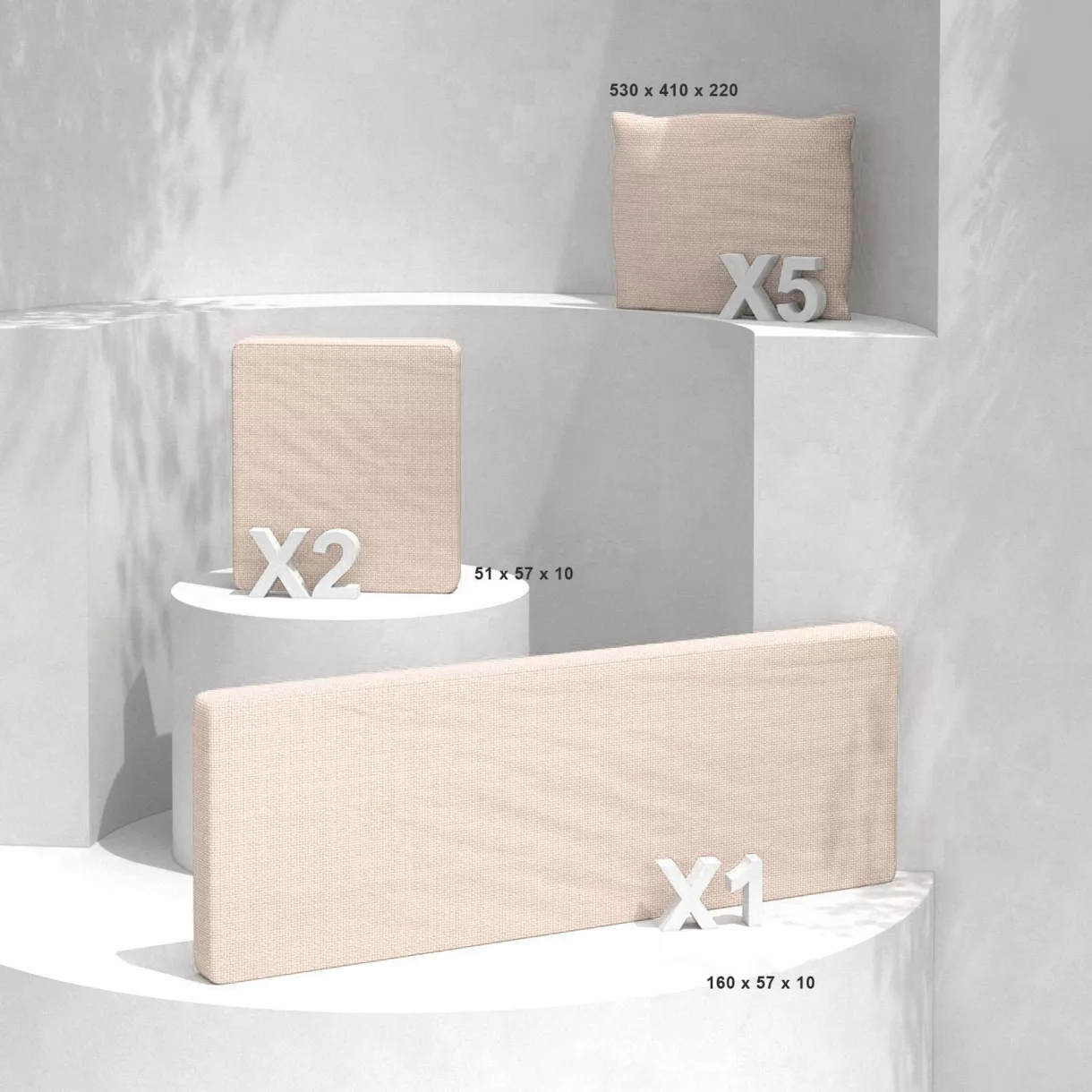 Juego de cojines de reemplazo para el conjunto de jardín Calvi 5 personas - Beige 1