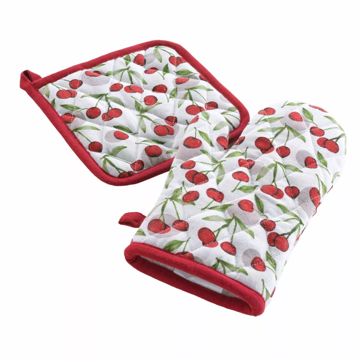Gant et Manique (18 x 28 cm/20 x 20 cm) Cerisette Rubis, Coton / Polyester ImprimŽ