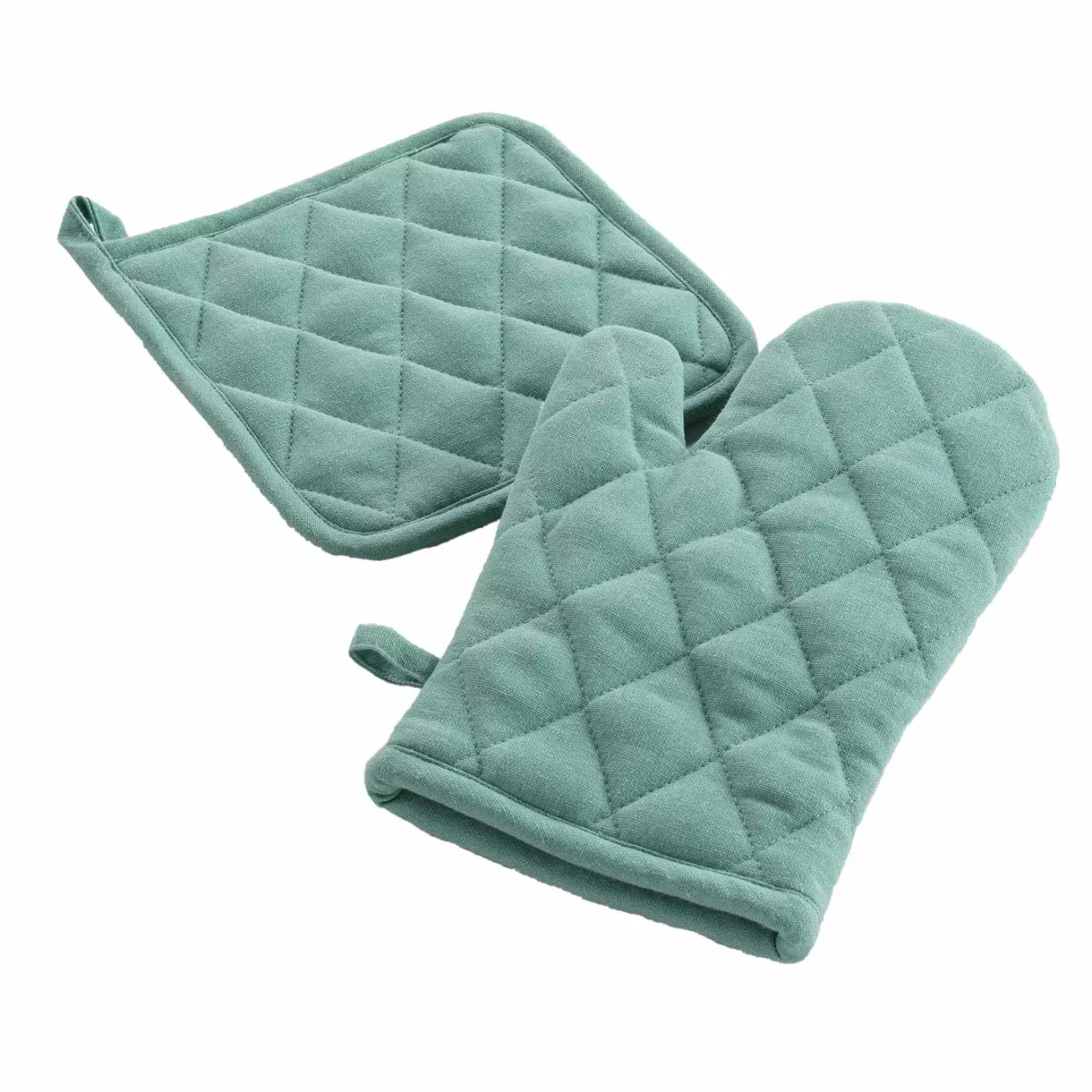 Gant et Manique (18 x 28 cm/20 x 20 cm) Ardenia Sauge, Coton / Polyester Uni