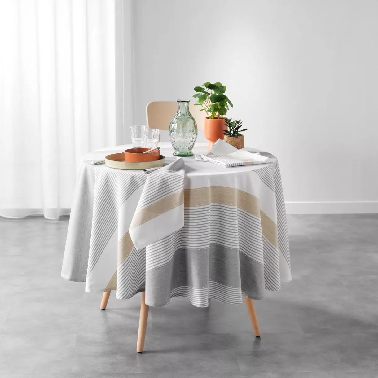 Nappe Ronde (¯ 180 cm) Iliade, Coton & Polyester TissŽ