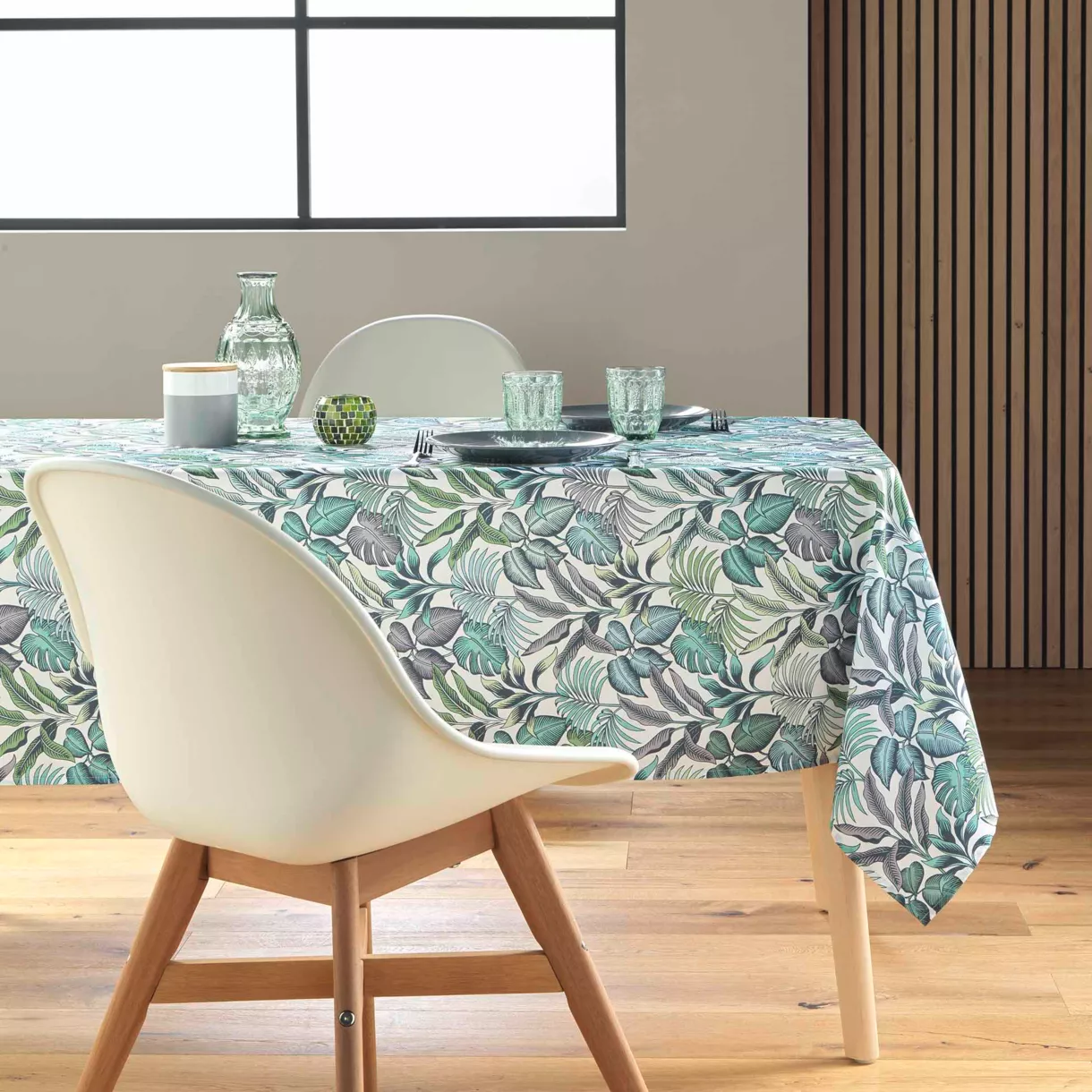 Nappe Rectangle (145 x 240 cm) Stylis Vert, Polyester ImprimŽ