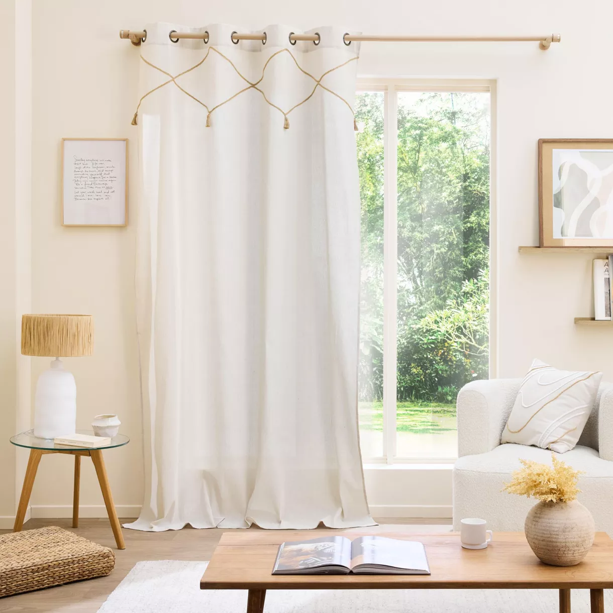Polycotton gordijn (140 x 240 cm) Lacia Beige