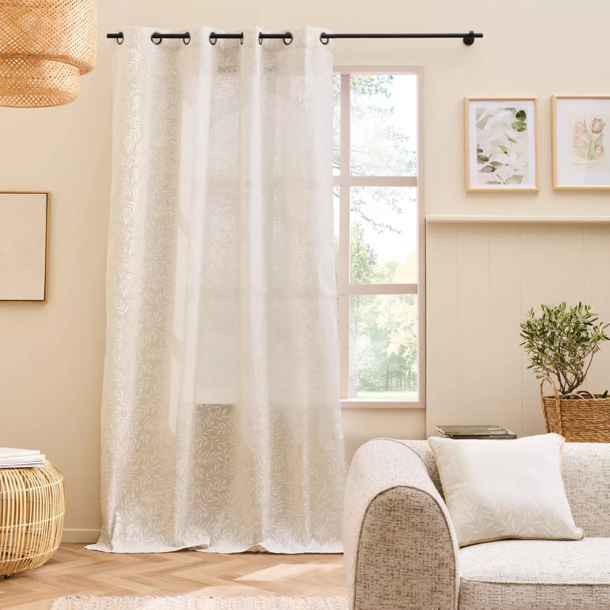 Polycotton gordijn (140 x 240 cm) Naya Beige