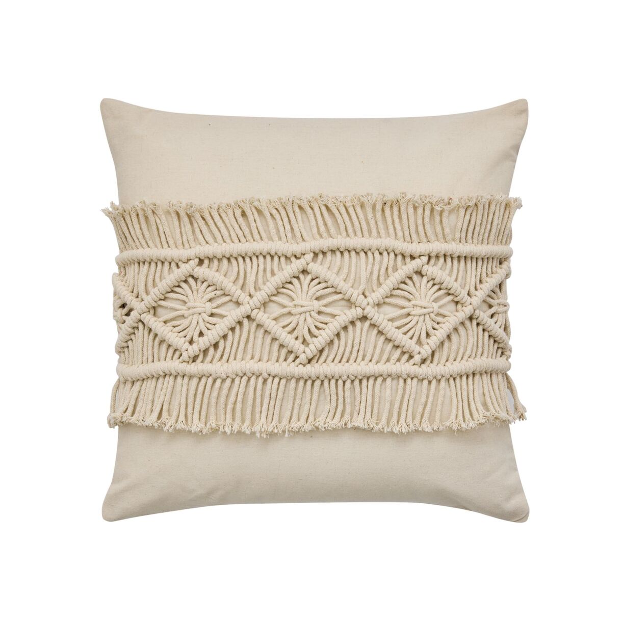 Vierkant macramé kussen (45 x 45 cm) Samaya Beige