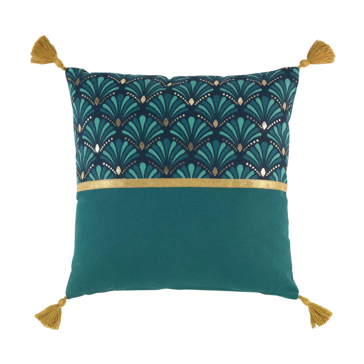 Coussin DŽhoussable (40 x 40 cm) Artchic Bleu, Coton ImprimŽ MŽtallisŽ