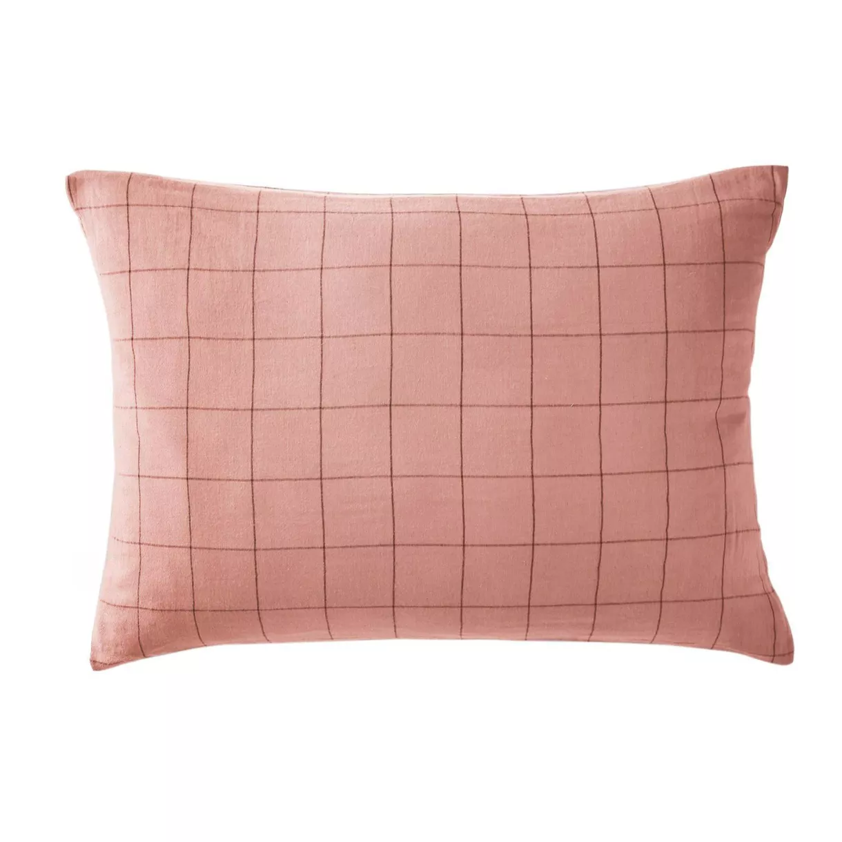 Taie d'oreiller rectangulaire gaze de coton (70 cm) Gaïa Match Rose pêche 1