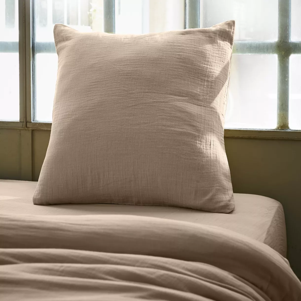EM - Taie d'oreiller 80 x 80 cm Gaze de coton unie GAìA Ficelle