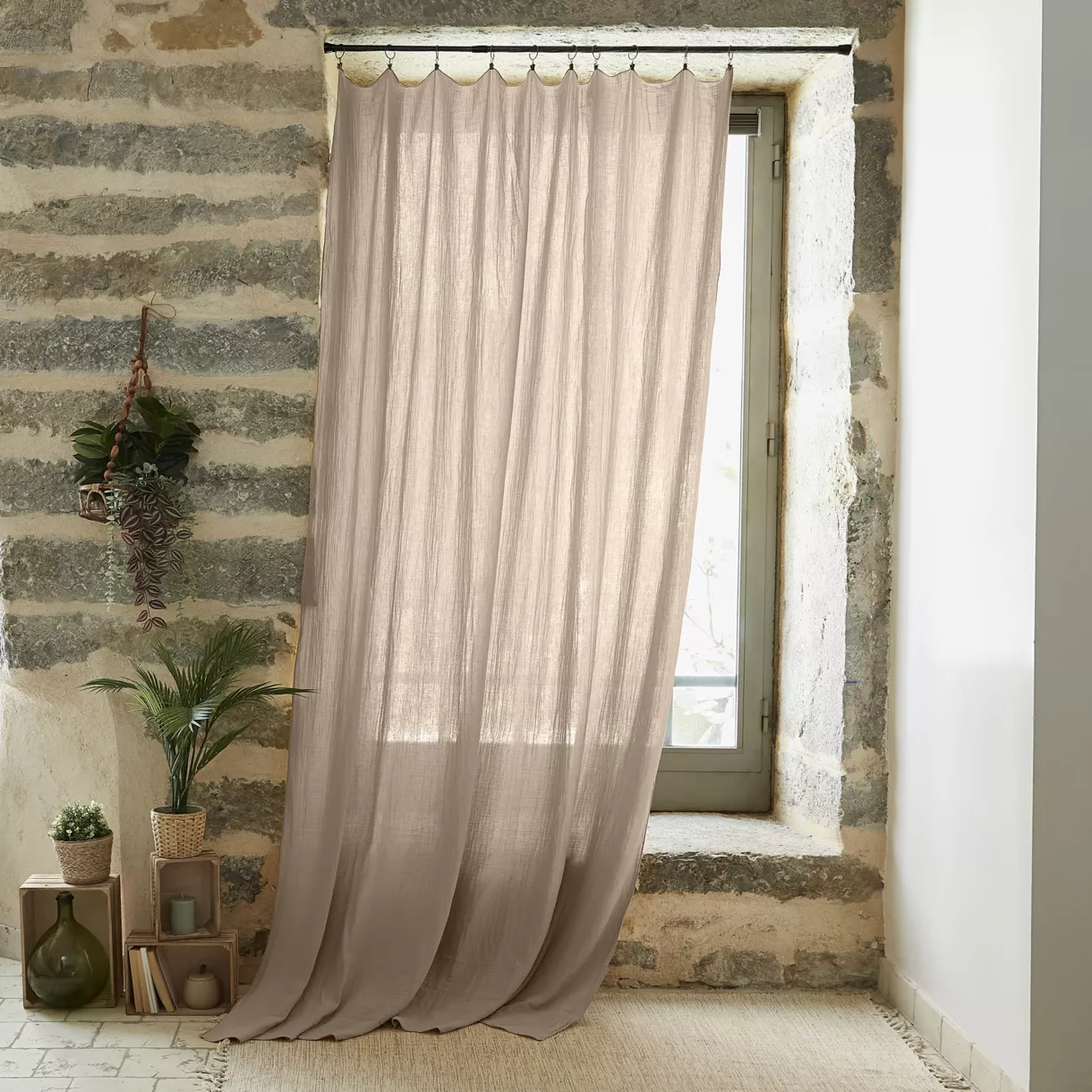 Tenda garza di cotone regolabile (140 x max 300 cm) Gaïa Marrone corda