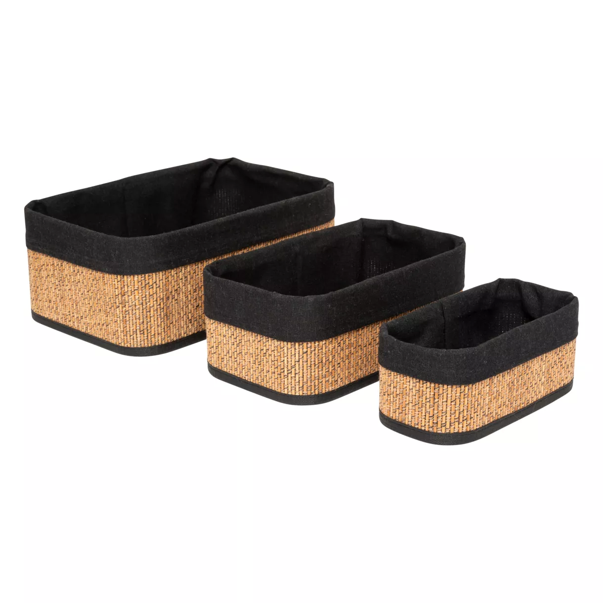 3er Set Aufbewahrungskörbe Bambus (H12 cm) Stremy Beige